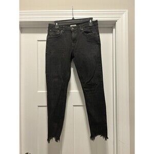 Zara Women’s Premium Denim Collection Black Jeans Size 10 Stretchy Distressed